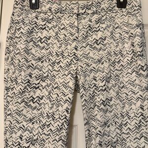 Willi Smith White w/Black Patterned Cotton Pants Size 4